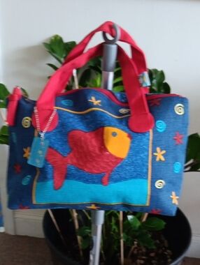 Sun n Sand Tote Bag - Red and Blue